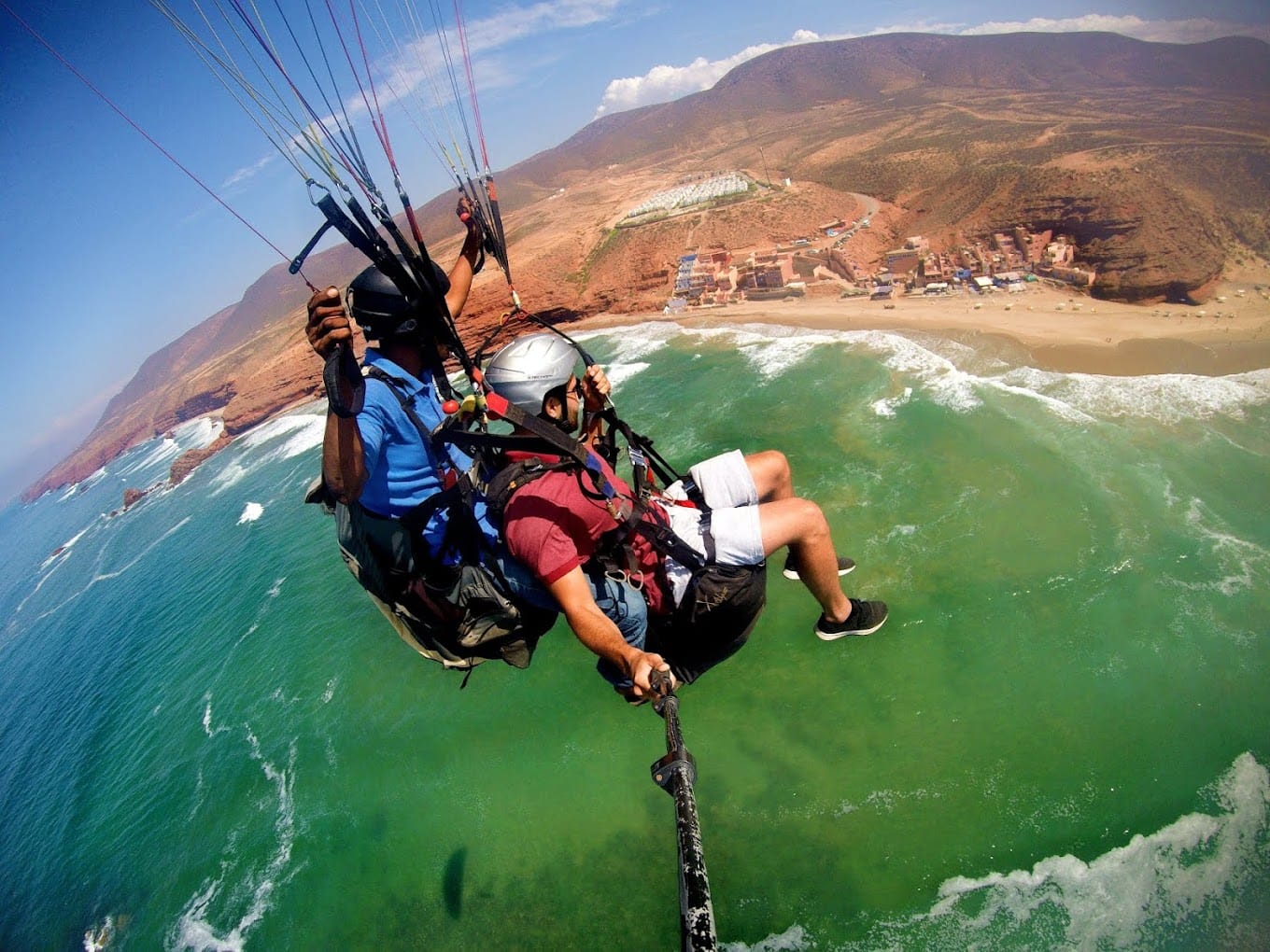 paragdiling at legzira morocco beach