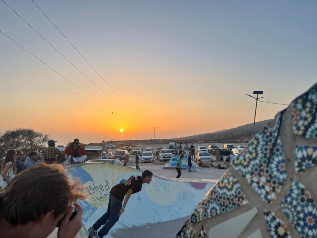 taghazout skate park and sunset view