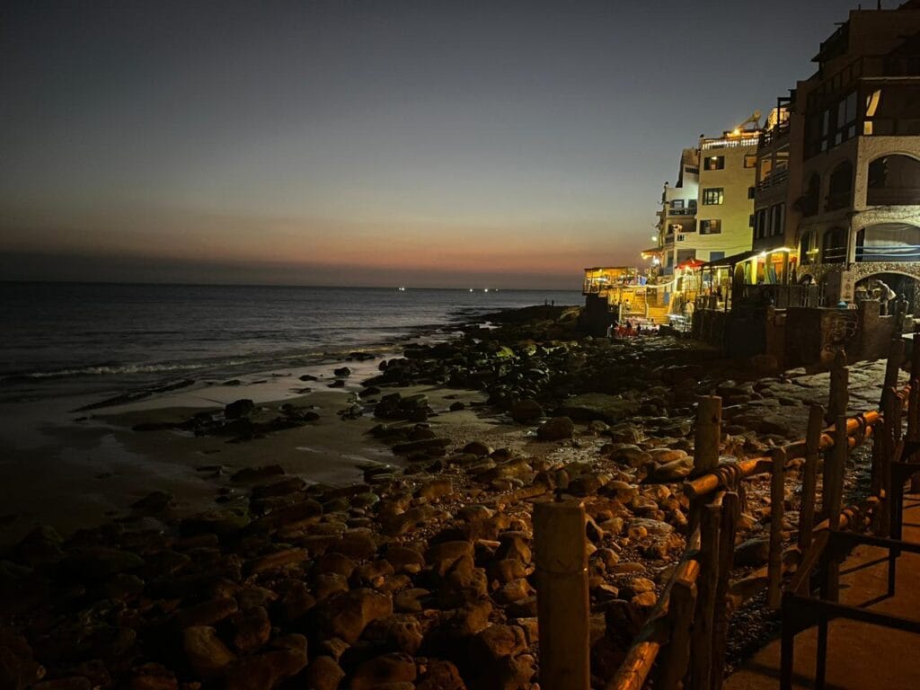 taghazout beach at night